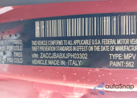 2018 Jeep Renegade Sport 4X4 from USA, damaged, VIN ZACCJBABXJPH03302